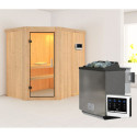 Sauna traditionnel d'angle CARIN - poêle Easy Bio 9000W sans couronne - KARIBU