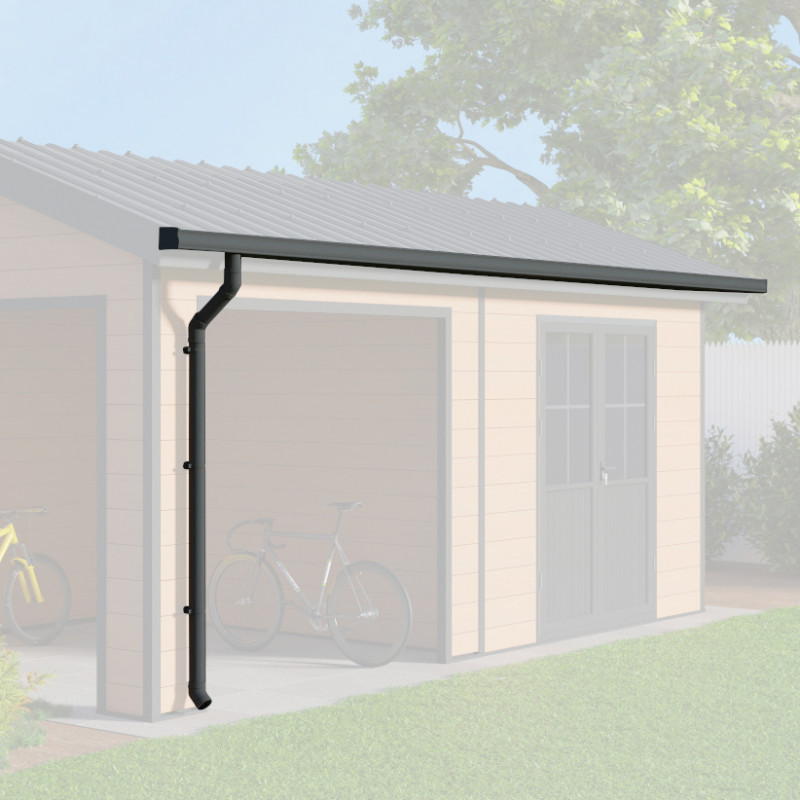 Kit gouttières anthracite - pack prêt à la pose pour abri PREMIUM Woodlife Garden double pentes avec terrasse longueur 4,7m