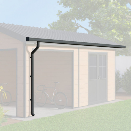 Kit gouttières anthracite - pack prêt à la pose pour abri PREMIUM Woodlife Garden double pentes avec terrasse longueur 4,7m