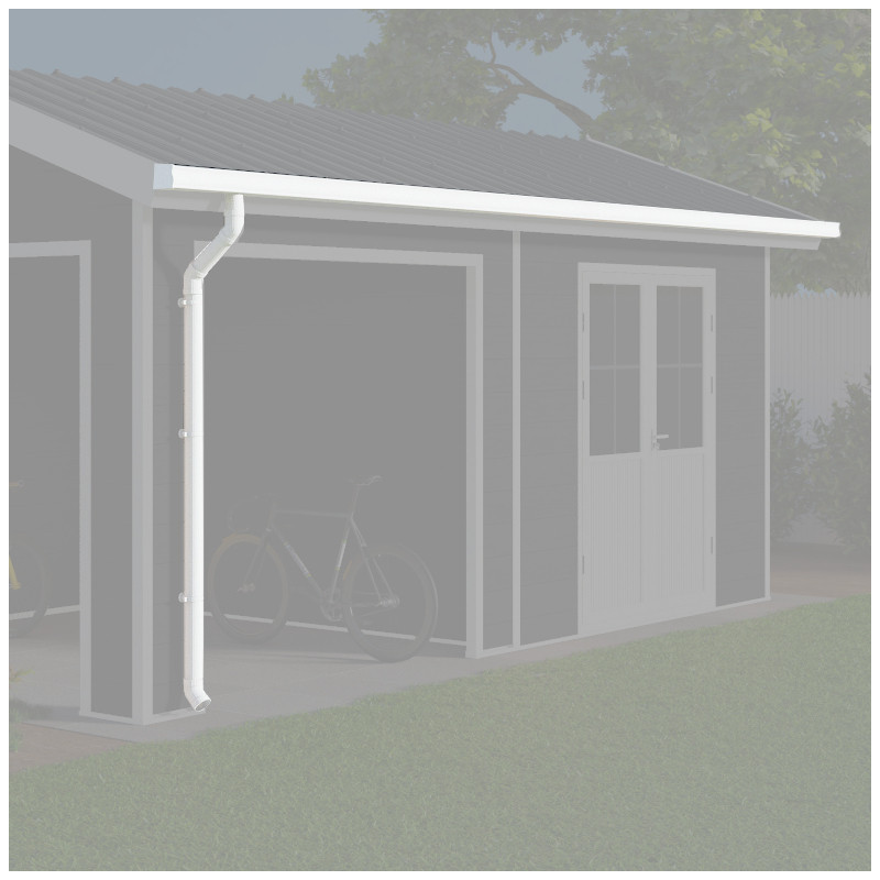Kit gouttières blanc - pack prêt à la pose pour abri PREMIUM Woodlife Garden double pentes avec terrasse longueur 4,7m