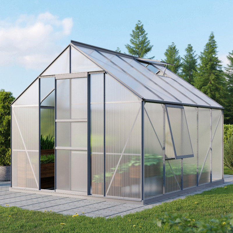 Serre de jardin Meridian1 8,3m² en aluminium anodisé et polycarbonate 6mm – Vitavia