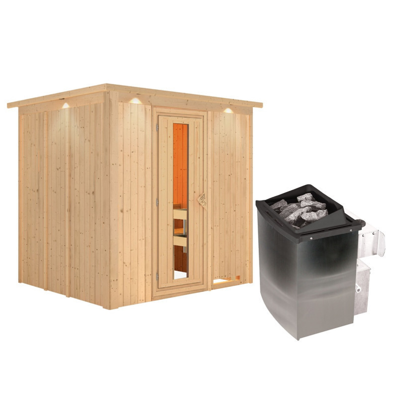 Sauna traditionnel SODIN - poêle avec ctrl intégré - couronne - KARIBU
