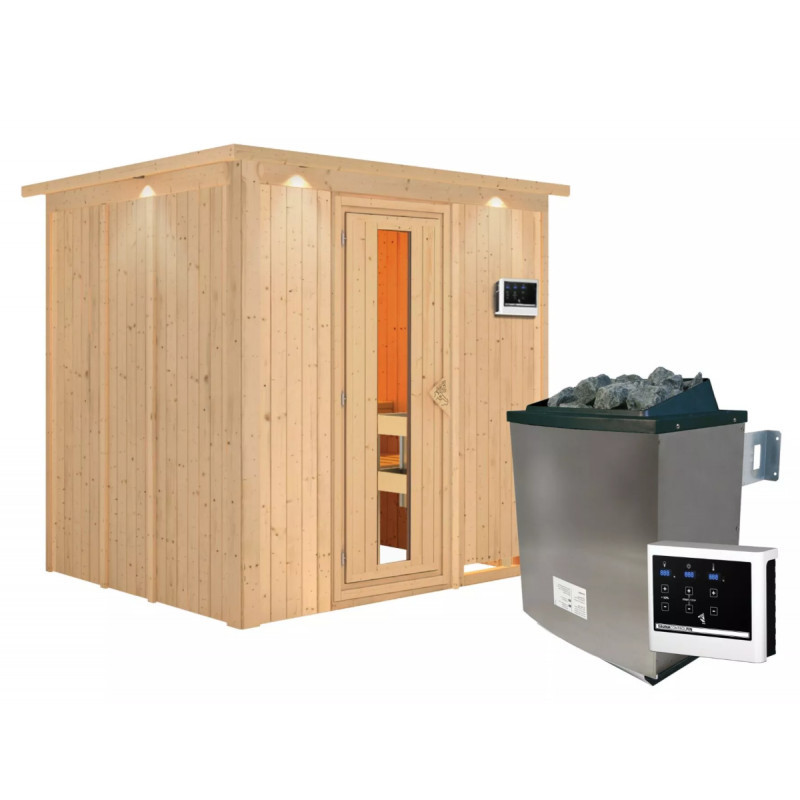 Sauna traditionnel SODIN - poêle avec ctrl externe - couronne - KARIBU