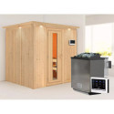 Sauna traditionnel SODIN 3 à 4 places 68mm - poêle Easy Bio 9000W - couronne - porte à économie d'énergie KARIBU