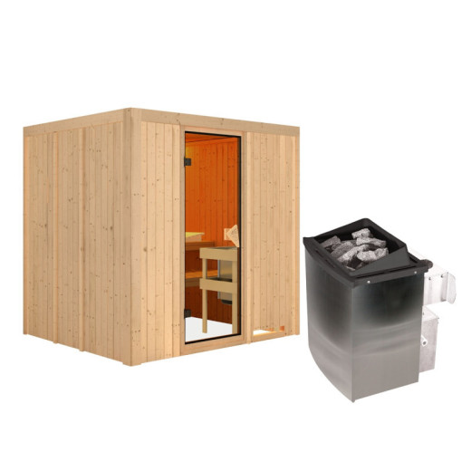 Sauna traditionnel SODIN - poêle 9000W ctrl intégré - sans couronne - KARIBU
