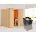 Sauna traditionnel SODIN - poêle 9000W ctrl intégré - sans couronne - KARIBU
