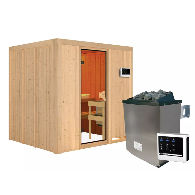Sauna traditionnel SODIN - poêle 9000W ctrl externe - sans couronne - KARIBU