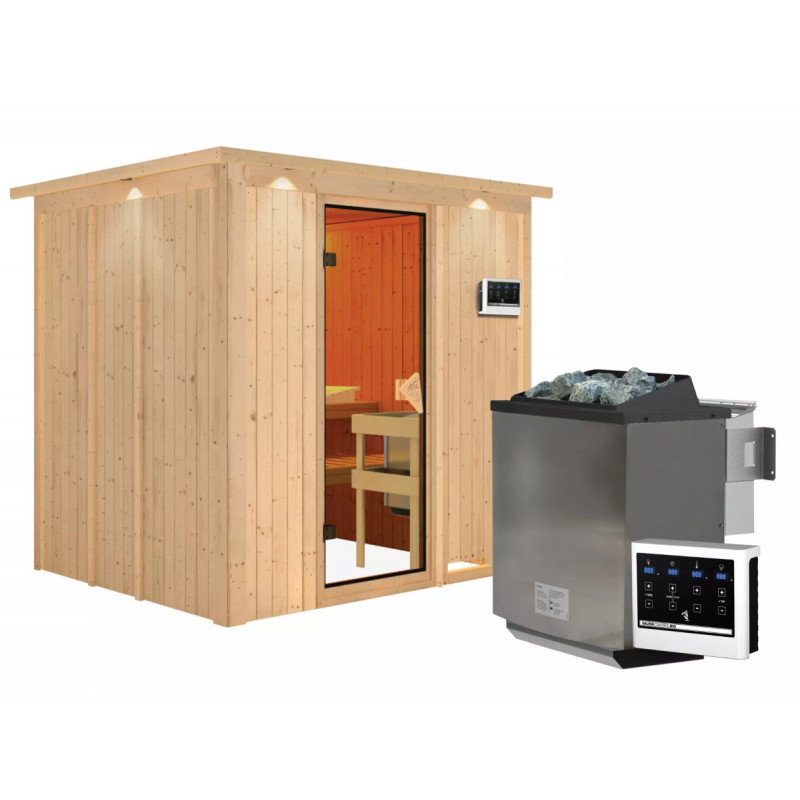 Sauna traditionnel SODIN - poêle Easy Bio 9000W - couronne - KARIBU