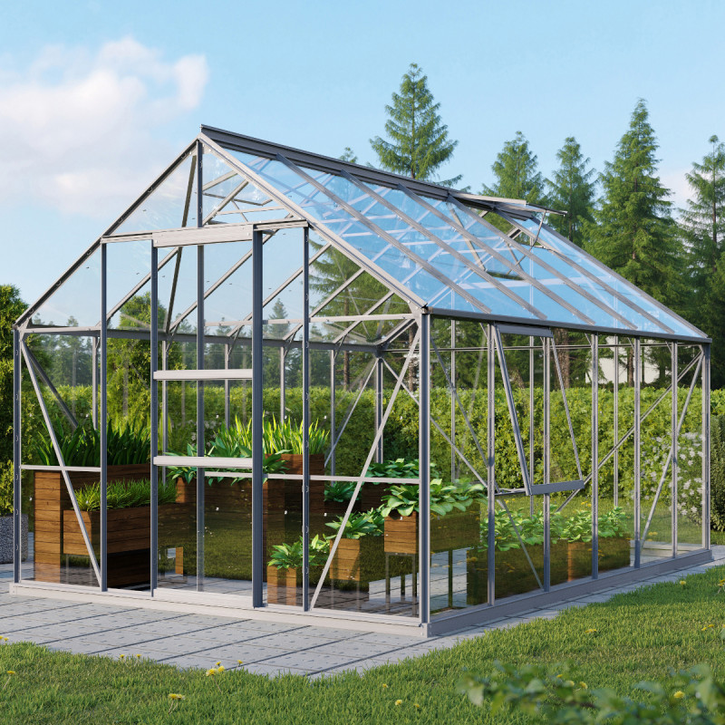 Serre de jardin Meridian1 9,9m² en aluminium anodisé et verre de sécurité 3mm – Vitavia