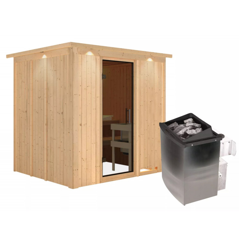 Sauna traditionnel SODIN - poêle 9000W ctrl intégré - couronne - KARIBU