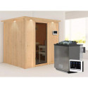 Sauna traditionnel SODIN 3 à 4 places 68mm - poêle Easy Bio 9000W - couronne - porte moderne KARIBU