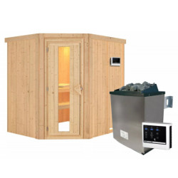 Sauna traditionnel d'angle SIIRIN - poêle 9KW ctrl externe - sans couronne - KARIBU