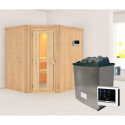 Sauna traditionnel d'angle SIIRIN - poêle 9KW ctrl externe - sans couronne - KARIBU