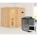 Sauna traditionnel d'angle SIIRIN - poêle Easy Bio 9000W - sans couronne - KARIBU