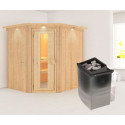 Sauna traditionnel d'angle SIIRIN - poêle 9000W ctrl intégré - couronne - KARIBU