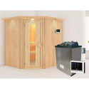 Sauna traditionnel d'angle SIIRIN - poêle 9000W ctrl externe - couronne - KARIBU