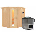 Sauna traditionnel d'angle SIIRIN - poêle Easy Bio 9000W - couronne -KARIBU