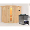 Sauna traditionnel d'angle SIIRIN - poêle Easy Bio 9000W - couronne -KARIBU