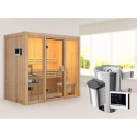 Sauna traditionnel d'intérieur en bois Avari 2, 2 à 3 places 68mm - poêle 3,6KW ctrl externe - KARIBU