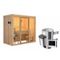 Sauna traditionnel d'intérieur en bois Avari 2, 2 à 3 places 68mm - poêle 3,6KW ctrl externe - KARIBU