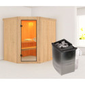 Sauna traditionnel d'angle SIIRIN - poêle 9000W ctrl intégré - sans couronne - KARIBU