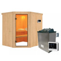 Sauna traditionnel d'angle SIIRIN - poêle 9000W ctrl externe - sans couronne - KARIBU