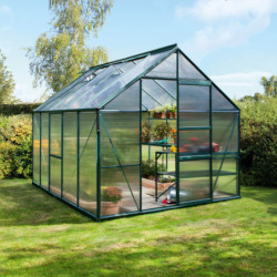 Serre de jardin Meridian1 8,3m² en aluminium émeraude et polycarbonate 6mm – Vitavia