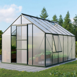 Serre de jardin Meridian1 9,9m² en aluminium émeraude et polycarbonate 6mm – Vitavia