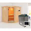 Sauna traditionnel d'angle SIIRIN - poêle 9000W ctrl externe - couronne - KARIBU