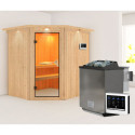 Sauna traditionnel d'angle SIIRIN - poêle Easy Bio 9000W - couronne - KARIBU