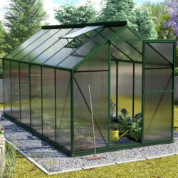 Serre Triton 7,5m² en aluminium émeraude et panneaux de polycarbonate 4mm - Vitavia