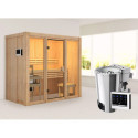 Sauna traditionnel d'intérieur en bois Avari 2, 2 à 3 places 68mm - poêle poêle Easy Bio 3,6KW - KARIBU