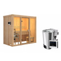 Sauna traditionnel d'intérieur en bois Avari 2, 2 à 3 places 68mm - poêle poêle Easy Bio 3,6KW - KARIBU