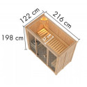 Sauna traditionnel d'intérieur en bois Avari 2, 2 à 3 places 68mm - poêle poêle Easy Bio 3,6KW - KARIBU