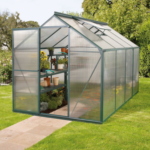 Serre Triton 5m² en aluminium émeraude et panneaux de polycarbonate 6mm - Vitavia