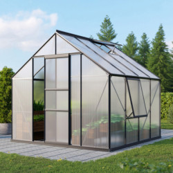 Serre de jardin Meridian1 6,7m² en aluminium noir et polycarbonate 4mm – Vitavia