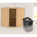 Sauna traditionnel d'angle SIIRIN - poêle 9000W ctrl intégré - sans couronne - KARIBU