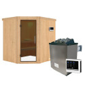 Sauna traditionnel d'angle SIIRIN - poêle 9000W ctrl externe - sans couronne - KARIBU