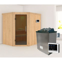 Sauna traditionnel d'angle SIIRIN - poêle 9000W ctrl externe - sans couronne - KARIBU