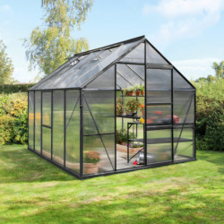 Serre de jardin Meridian1 8,3m² en aluminium noir et polycarbonate 4mm – Vitavia