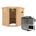 Sauna traditionnel d'angle SIIRIN - poêle Easy Bio 9000W - couronne - KARIBU