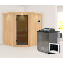 Sauna traditionnel d'angle SIIRIN - poêle Easy Bio 9000W - couronne - KARIBU