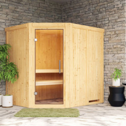 Sauna traditionnel d'angle SIIRIN - poêle 9000W ctrl externe - sans couronne - KARIBU
