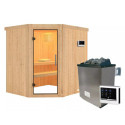 Sauna traditionnel d'angle SIIRIN - poêle 9000W ctrl externe - sans couronne - KARIBU
