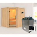 Sauna traditionnel d'angle SIIRIN - poêle 9000W ctrl externe - sans couronne - KARIBU