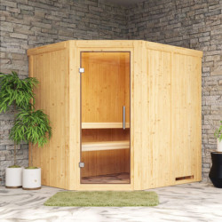 Sauna traditionnel d'angle SIIRIN - poêle Easy Bio 9000W - sans couronne - KARIBU