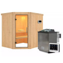 Sauna traditionnel d'angle SIIRIN - poêle Easy Bio 9000W - sans couronne - KARIBU