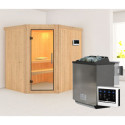 Sauna traditionnel d'angle SIIRIN - poêle Easy Bio 9000W - sans couronne - KARIBU