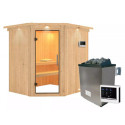 Sauna traditionnel d'angle SIIRIN - poêle 9000W ctrl externe - couronne - KARIBU