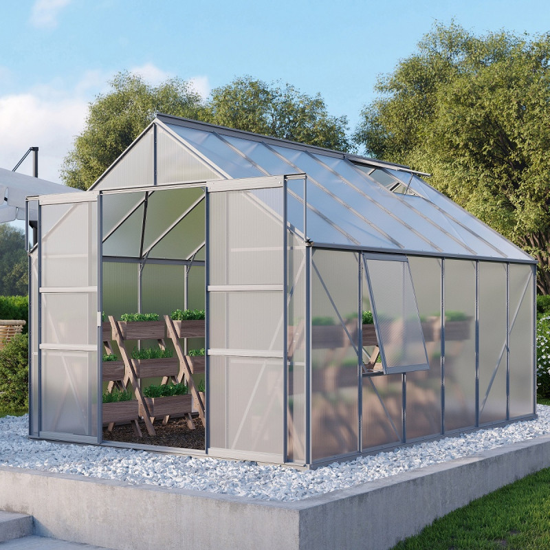 Serre de jardin Meridian2 9,9m² en aluminium anodisé et polycarbonate 6mm – Vitavia